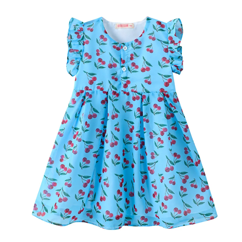

2021 New Arrival Floral Printed Children Petal Sleeve Dress Princess Kids Sweet Beach Girls Cute Dresses