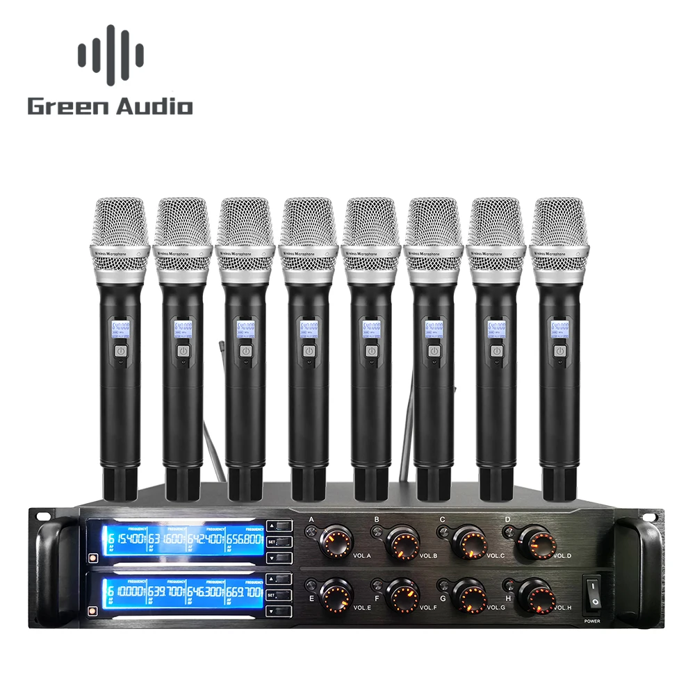 

GAW-L820 Professional UHF Microphone system With 8 Wireless Mic Freely Adjustable 8-Channel Wireless Conference Condenser Mic, Black
