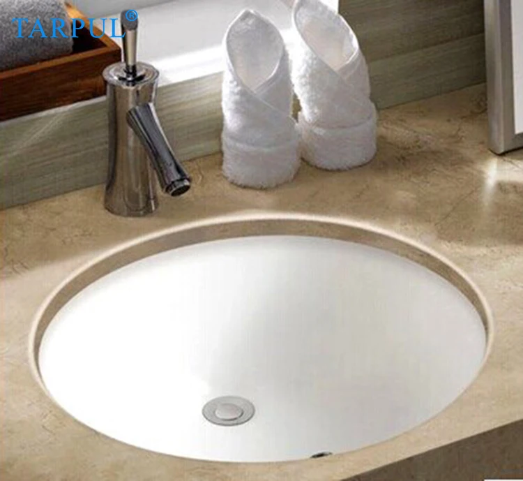 TARPUL Oval 18" Sanitary Wares White Porcelain Under Counter Wash Basin Ceramic Undermount Bathroom Sinks supplier