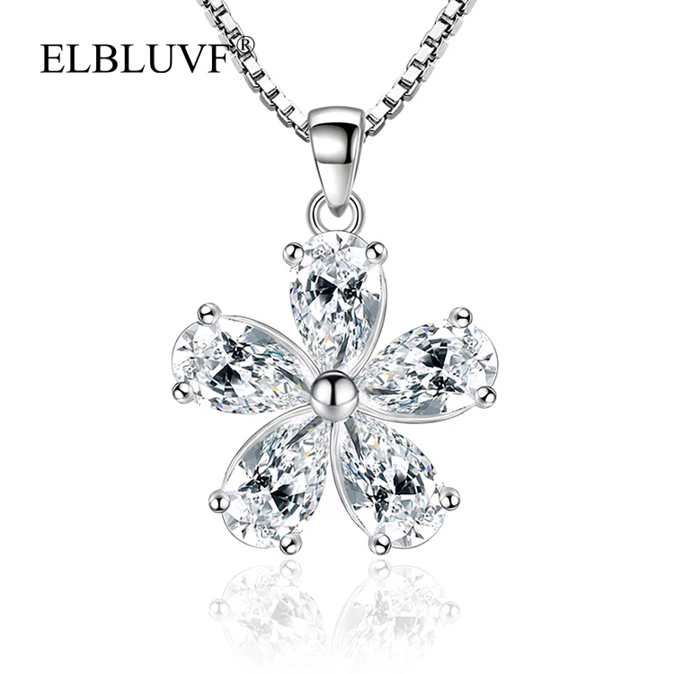 

ELBLUVF New Arrive S925 Silver Plated Pear Flower Shape Pendant Fancy Jewelry, Steel color