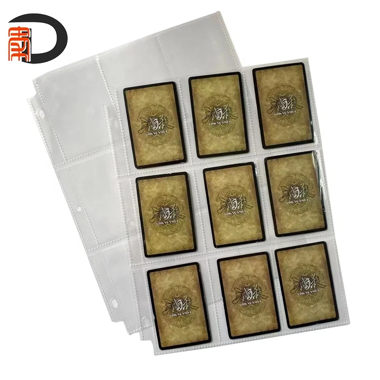 

9 Pockets PP Clear Card Collector Page 3 Rings Soft Trading Card Protector Sleeve