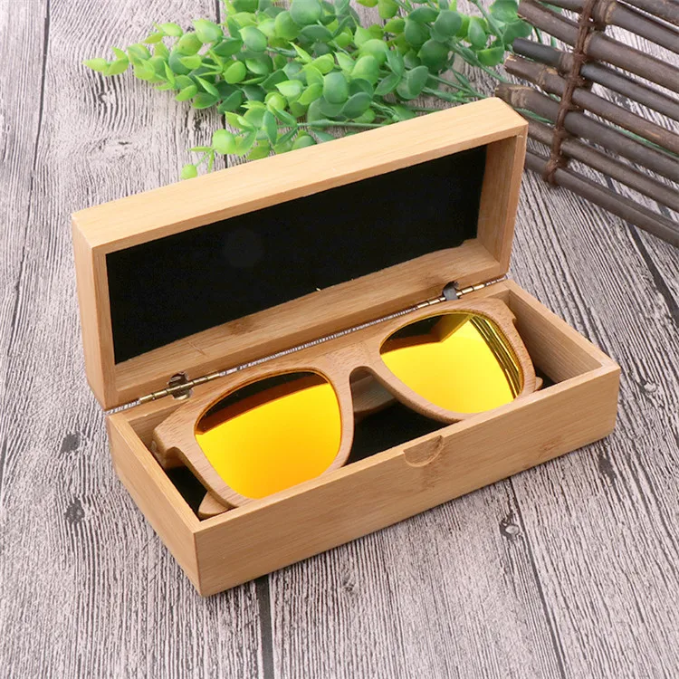 

High quality natural Bamboo Handmade Brand Custom Logo Square Hard Sunglasses Case
