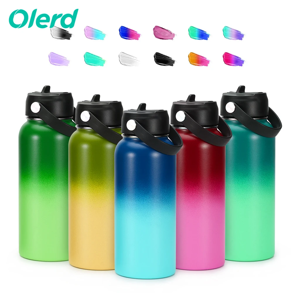 

32oz Wholesale outdoor sports water bottle Double wall stainless steel flask water bottle with straw lid