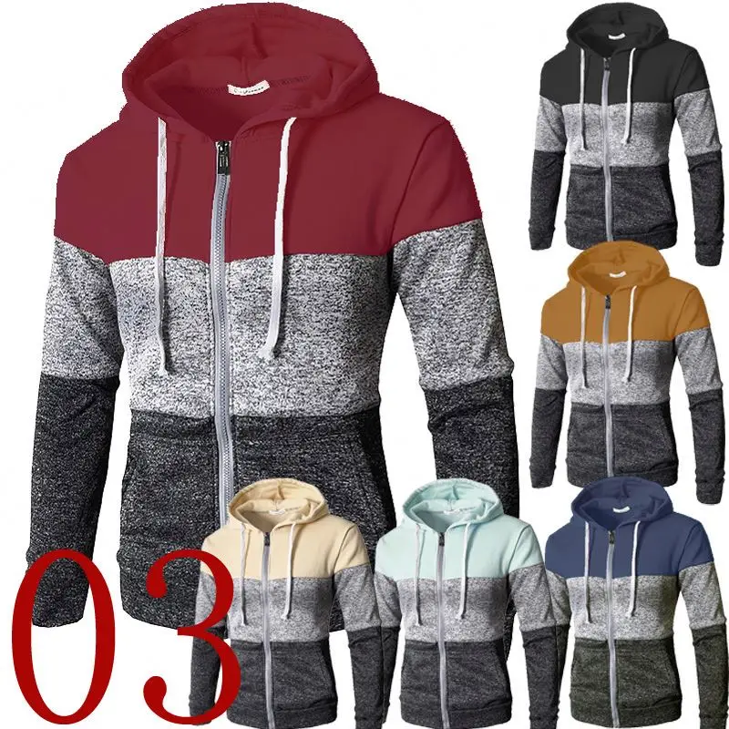 

Newest Design Long Sleeve Patchwork Men Hoodies Sweatshirts Autumn Winter Zip Up Hoodie Men, White,red,black,navy,burgundy,light blue,camel,beige