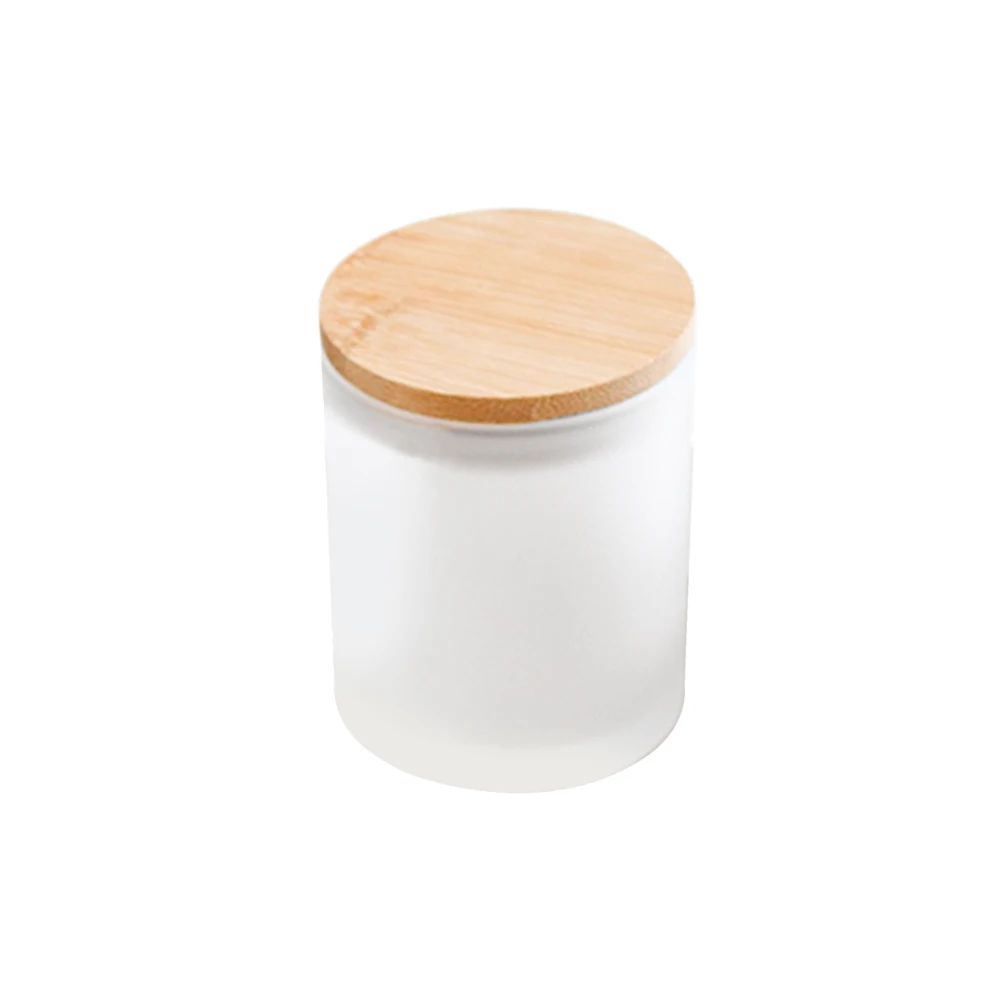 

Frosted White matte Unique Empty Luxury Glass Candle jar wholesale with lid in bulk