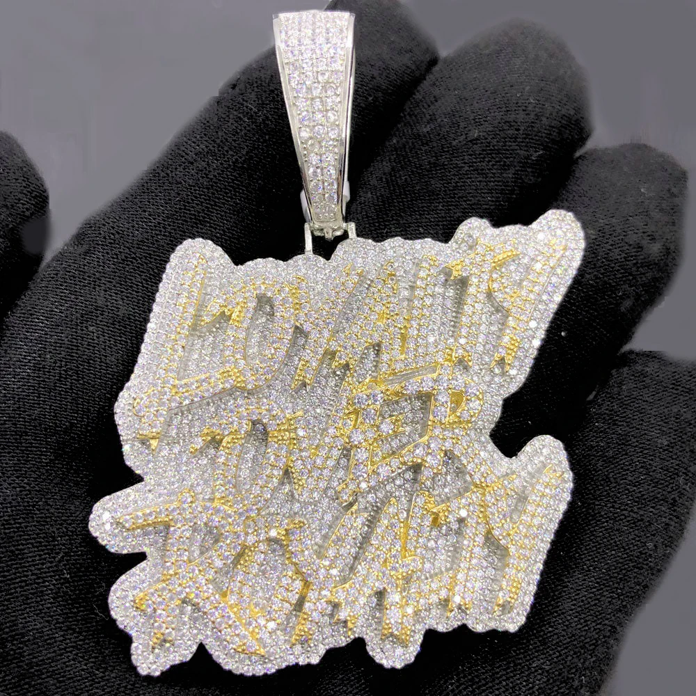 

bling full diamond silver gold plated hip hop jewelry micro pave cz letter loyalty over royalty pendant necklace for men