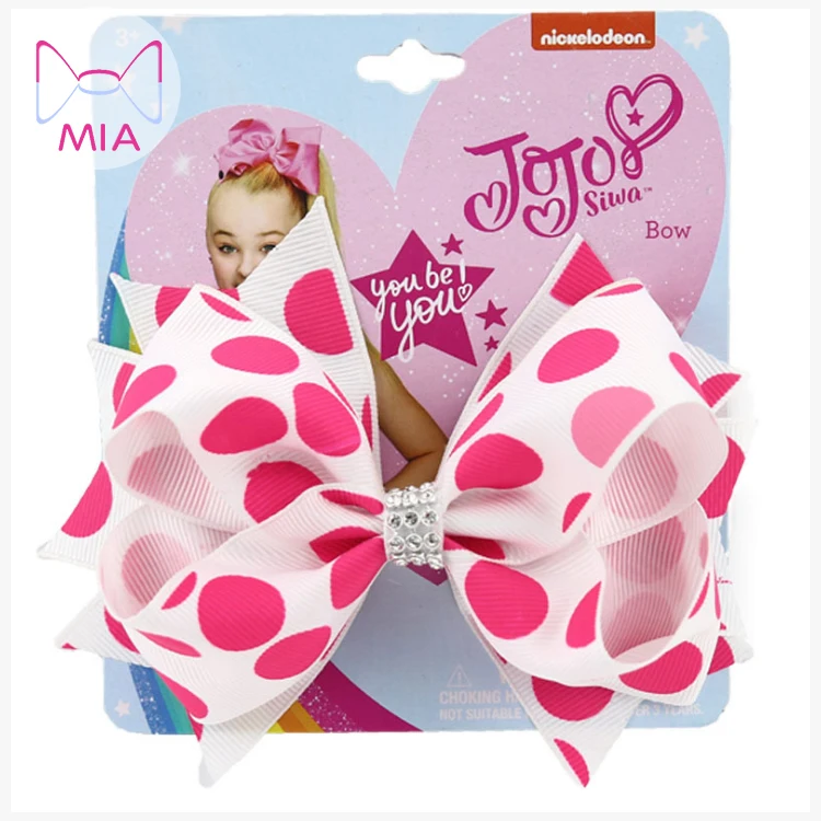 

Mia Free Shipping  hot pink dots on a white background baby bows Pointed Angle bow hair bow holder for girls, Picture shows