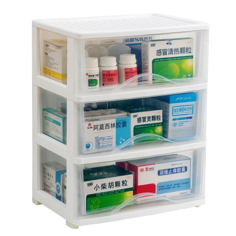 Transparent Plastic Detachable Storage Cabinet With Wheels Save Freight Durable Household Multi-Layer Drawer Medicine Organizer