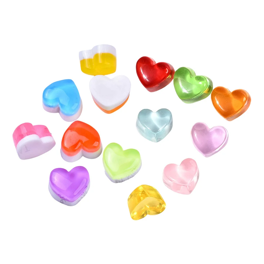 Lovely Flatback Jelly Colored Heart Candy Design Resin Cabochon Charm Keychain Accessories