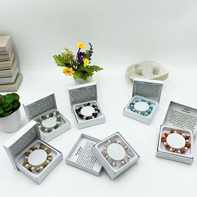 

pearl bracelet in gift box with A variety of stone nuggets Gemstones bracelet