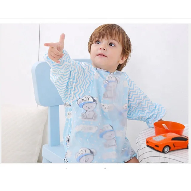

Long Sleeves Feeding Baby Bibs 100% cotton EVA Waterproof Baby Clothing baby apron
