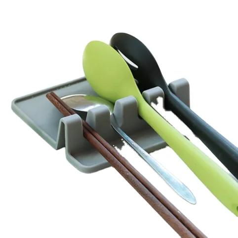 

4/6/8 Holder Silicone Utensil Rest with Drip Pad for Multiple Utensils Heat-Resistant Holder Spoon Rest