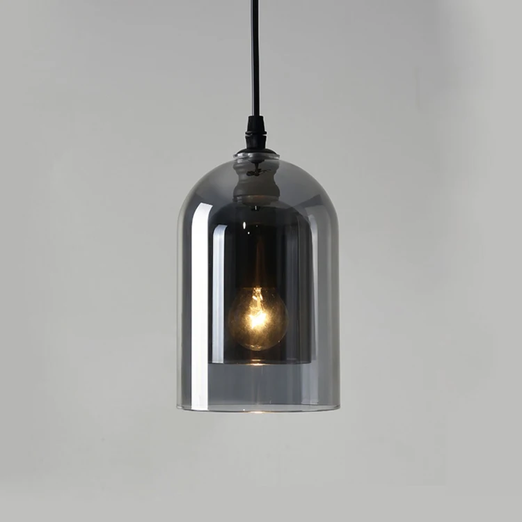 

Kitchen island black hanging lamp vintage style smoke grey shade bedroom lamp home decor modern glass pendant light