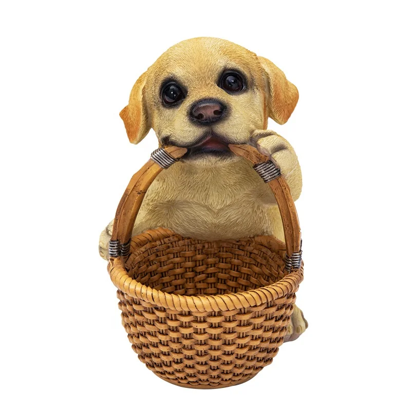 

hot sale poly resin labrador basket desktop cellphone storage box, As picture shown