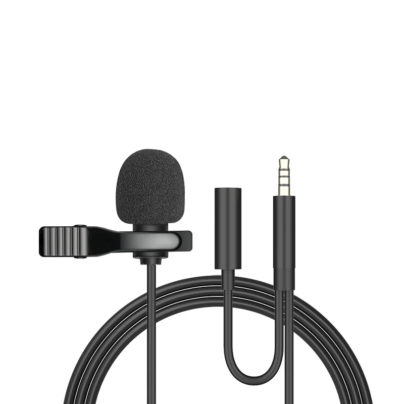 

double 3.5mm lavalier microphone factory wholesale Lapel Microphone, Black