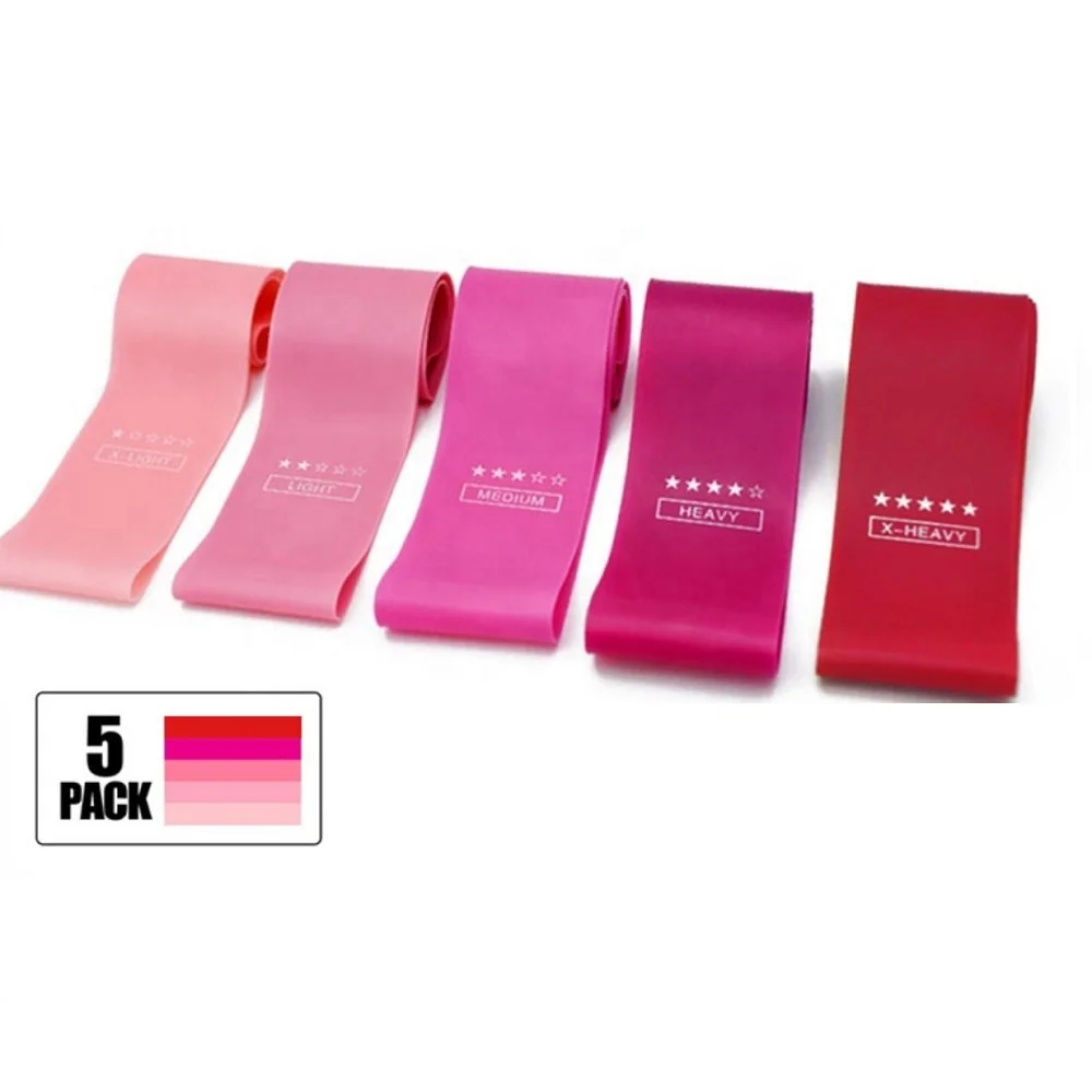 

Exercise band drop shipping latex elastic resistance band set, Pink bands