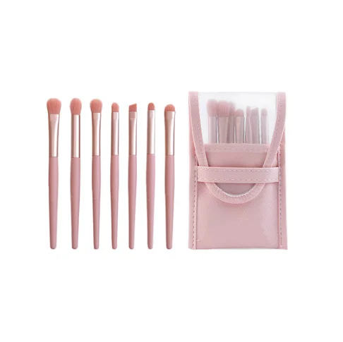 

Fashion Candy Color 7PCS Makeup Brush Set With Bag, As pics