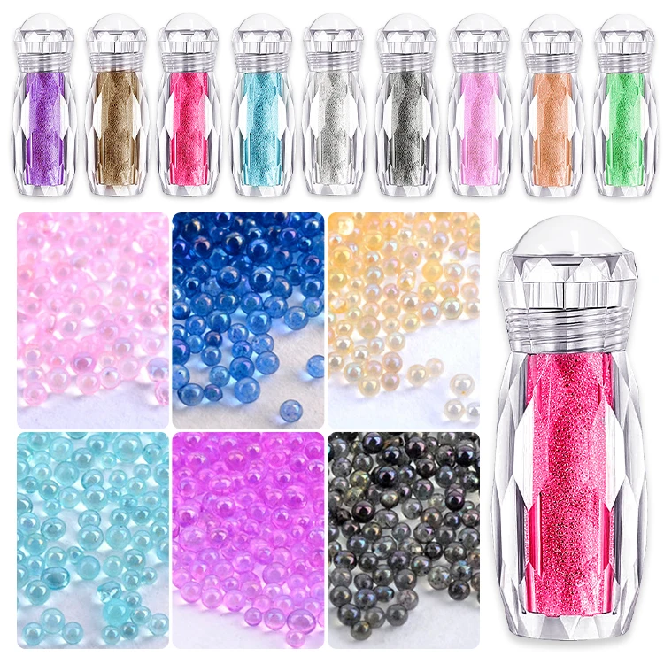 

Mix Luminous Nail Design Art Decoration 3D Glass Crystal Mini Micro Glass Caviar Pixie Beads Stone, Colorful