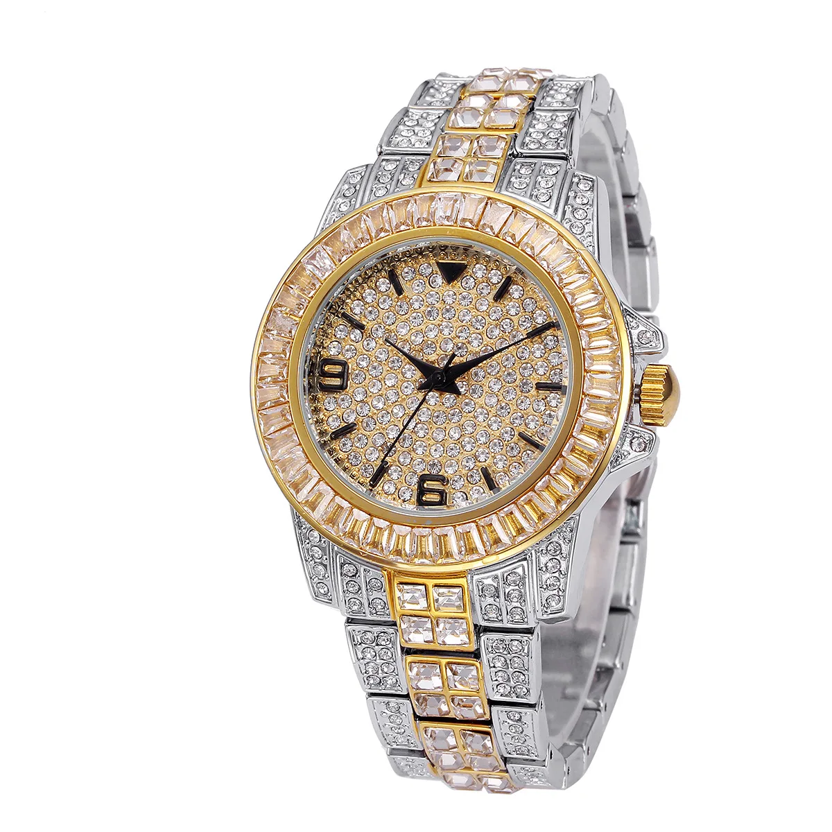 

Classic Arabic Top Brand Luxury Men women Waterproof Clock Full Diamond Quartz Iced Out Watch