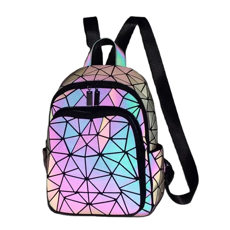 

Sandro New Fashion Backpacks Pu Reflective Waterproof Girls School Bag, Black grey