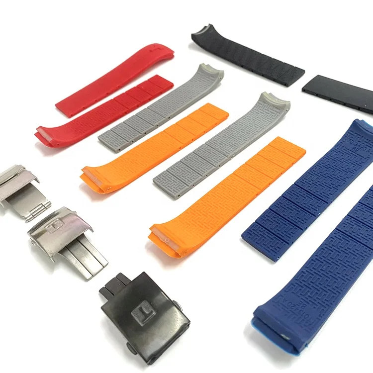 

20mm 21mm Sports Rubber Silicone for Tissot Touch Smart Watch T013 T047 T33 Waterproof Watch Band Strap Silver Black Clasp