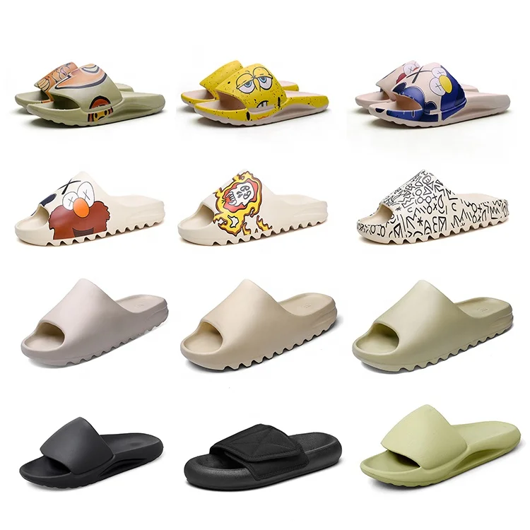 

Yeezy Good Quality Men Women Custom Shoe Green Cartoon Authentic Plated Flip Flop Wholesale Home Slipper Original Yeezy Slides, All color available