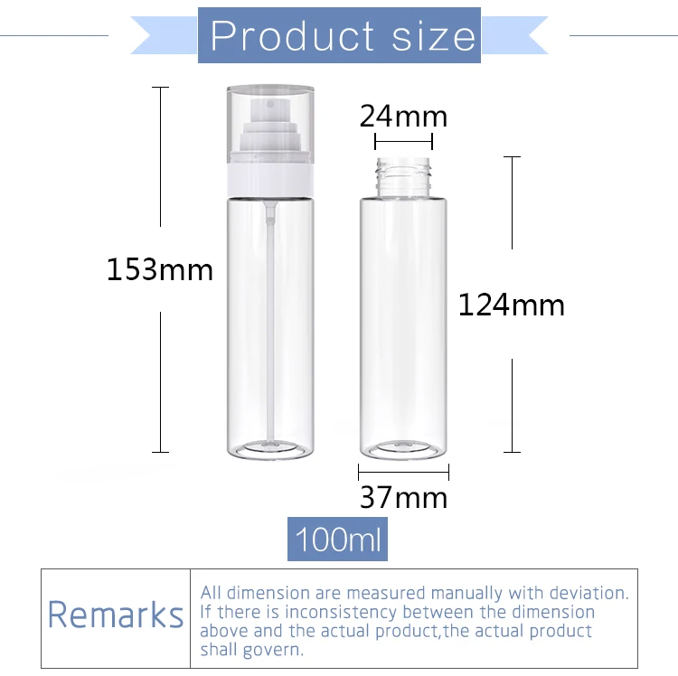 PET Plastic Clear 100ml Customized Body Spray Bottle Hair Spray Bottle Travel Size Bottles For Alcohol