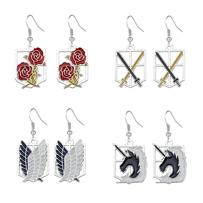 

Anime Attack On Titan Drop Earring Attack Wings Shingeki Cosplay Dangle Earrings For Women Girl Ear Jewelry, Picture shows