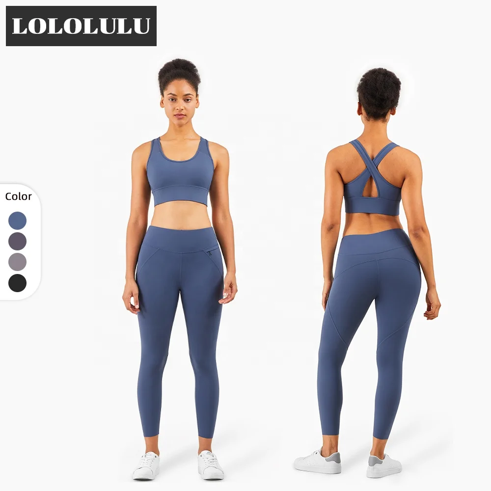 

2021 New Bra And Pants For Ladies Sport Two Piece Set Gym Fitness Suit Clothes For Sport Custom