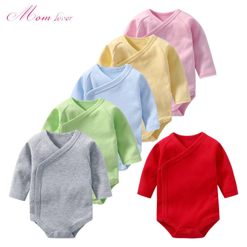 

Custom newborn printed boy or girl 100% organic cotton long sleeve plain bodysuit romper knit blank baby onesie baby jumpsuit, Total 7 colors