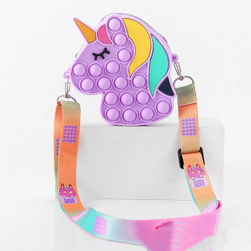 

Unicorn Kids Girls Fidget Poppet Toy Change Purse Mini Zipper Silicon Squeeze Popping Bubble Fidget Popper Toys Bag Coin Purses, Picture