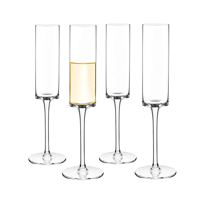 

6oz Crystal Clear Champagne Glasses Flute Wholesale Square Plastic Goblet Champagne Flutes