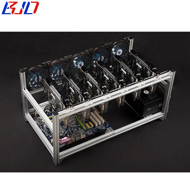 

6 GPU Miner Aluminum Stackable Mining Rig Open Air Frame For Ethereum Mining ETH ETC XMR ZCash, Silver