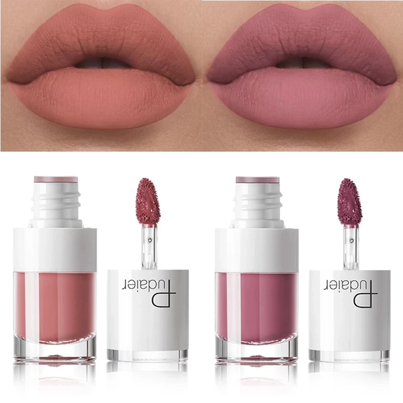 

Factory Price 16 colors Matte Liquid Lipstick White Tubes Red Velvet Lip Gloss Make Up Long Lasting Custom Lip Glosses