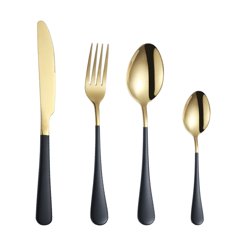 

Handle Spray Plated Gold Cutlery Set Stainless Steel Silverware set Spoon Knife and Fork for Dinner Flatware Set, Silver/gold/rose gold/rainbow/black/blue