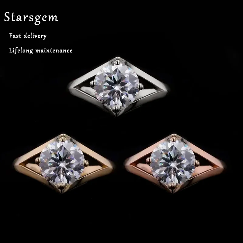 

Trendy jewelry ring 10k gold 8.5mm def vvs wedding engagement moissanite ring
