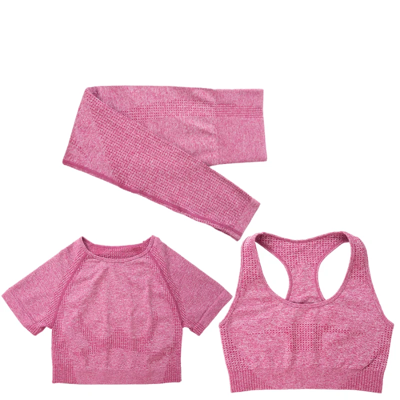 

TOPKO High Quality Wholesale private label Women Gym Bra Yoga fitness Wear 3 piece seamless yoga set