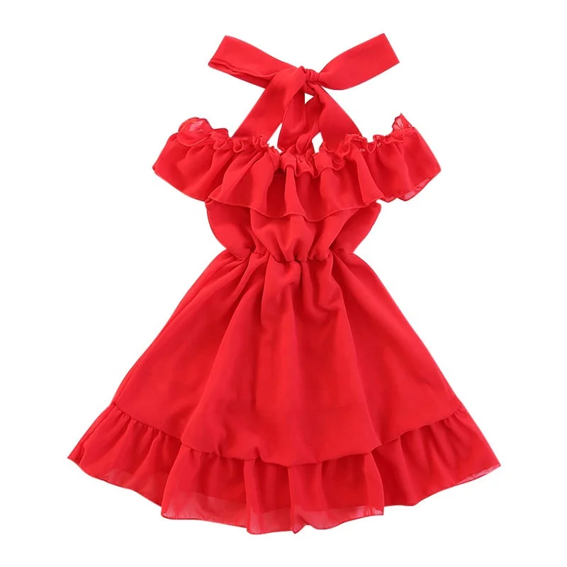 

B60422A 2019 new girls' summer most popular high quality princess dress, Red