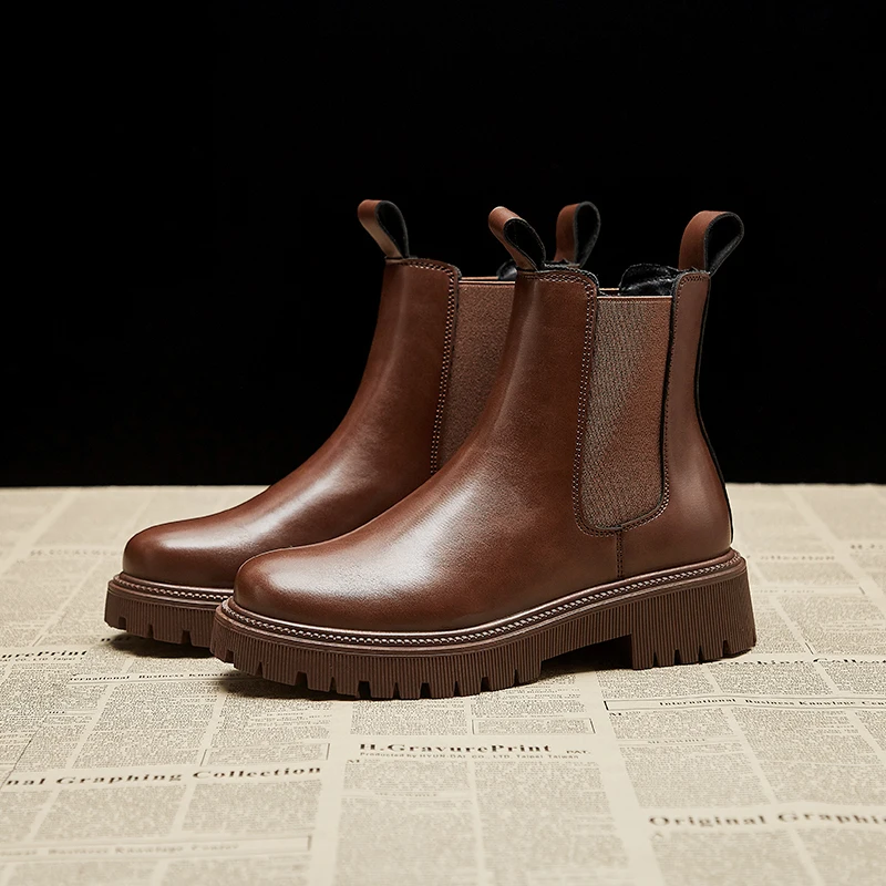 

All-Match Casual Martin Boots, Cozy Slip-On Platform Boots, Fashion Hot Sale Women Boots, Black, brown