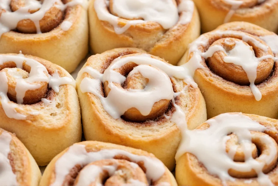 Detailaufnahme Frischkäse-Frosting auf Zimtschnecken