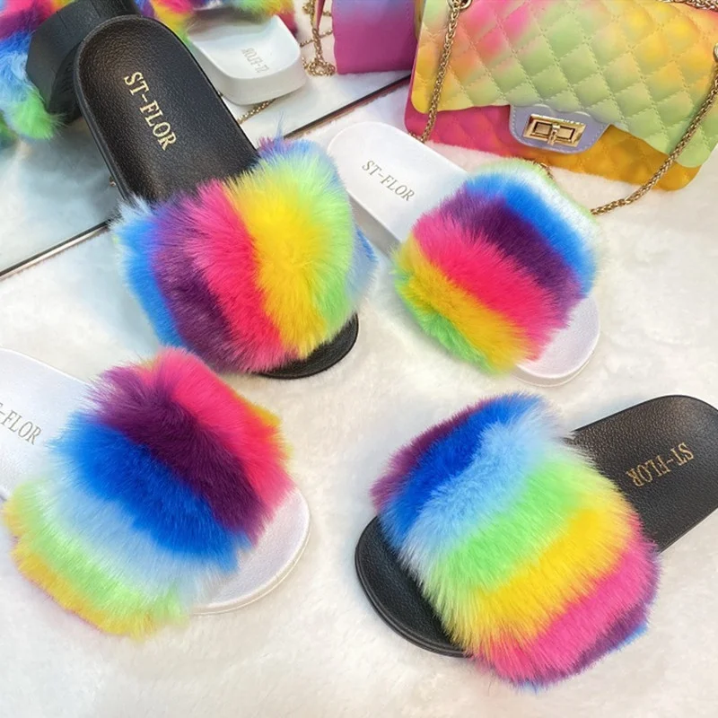 

Fuzzy slippers fluffy slippers sandale homme fashion fur slippers