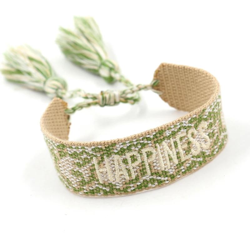 

Creative Ethnic Style Jewelry Letter Embroidery Braided Bracelet Fashion Simple Wrist Strap friendship Bracelet, As picture