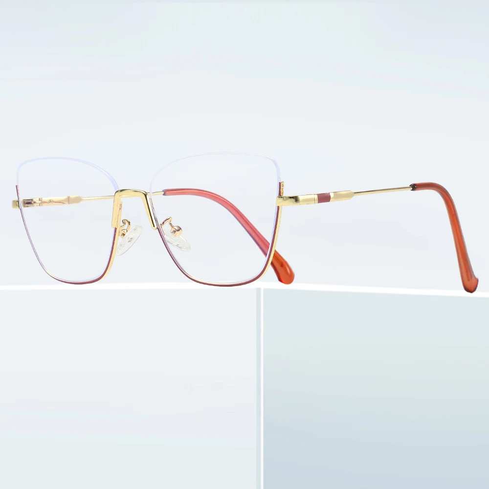 Custom Blue Light Blocking Cat Eye Spring Hinge Flexible Optical Eyeglasses Frames for Women Men