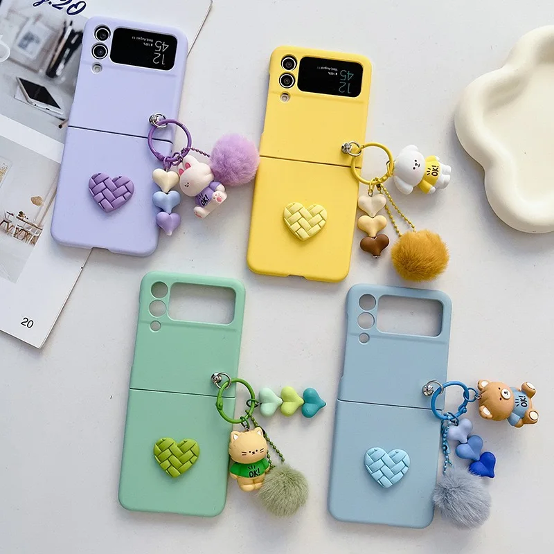 

Toy Pendant Cute Mobile Cell Phone Case For Samsung Galaxy Z Flip3 4 Latest Aesthetic Cellphone Cover For Samsung