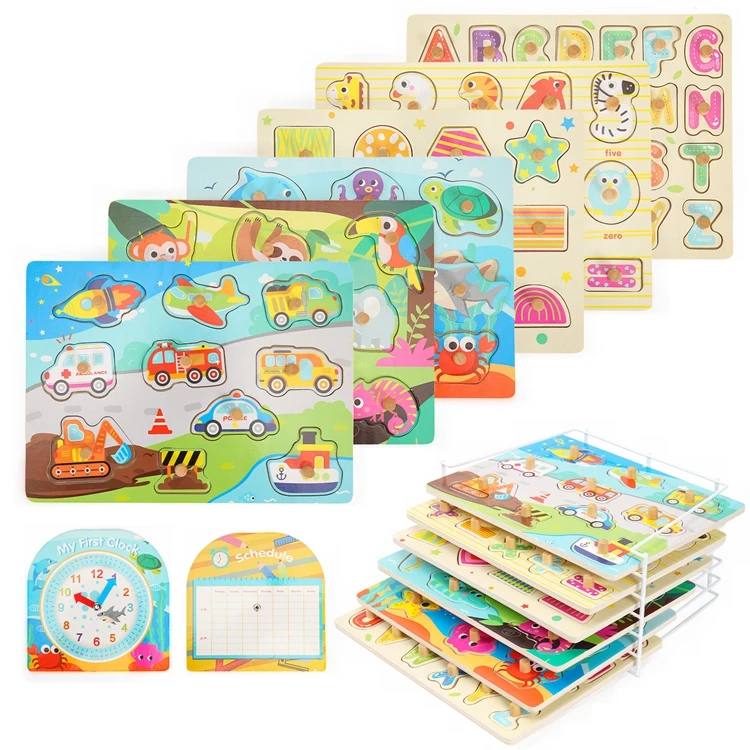 

3d Toddler Puzzles And Rack Set English Alphabet Letter And Number Kids Educational Montessori Learning Toys Wooden Puzzle Board