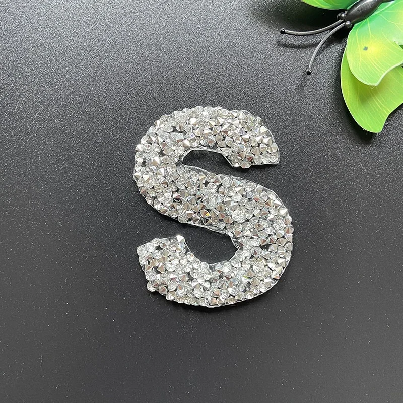

Hot Sale Iron On Hot Pressed Adhesive 5.5cm Tall Crystal Rhinestone Alphabet Letter A to Z Capital Letter Patch, Red//black/silver or custom color