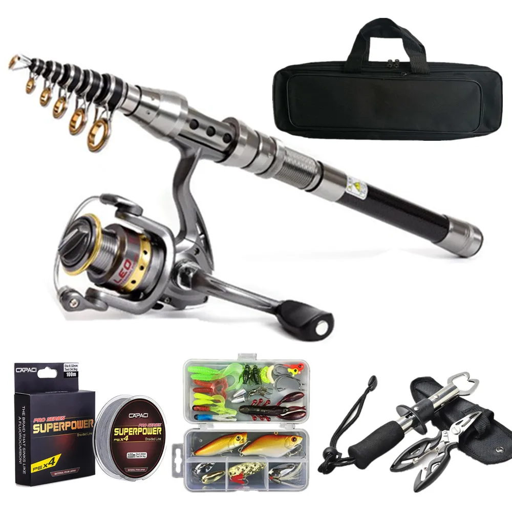 

2021 New Style Telescopic Spinning Fishing Rod Reel Lure Hook Kit Fishing Set Fishing Rod And Reel Set