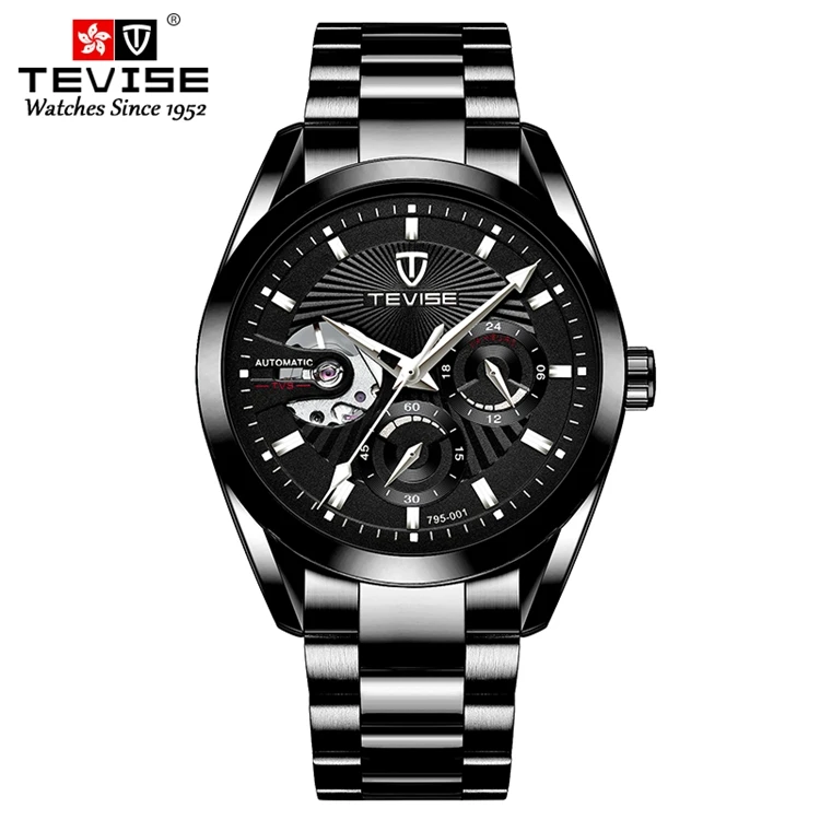 

TEVISE 795-001 Men's Stainless Steel Watches High Quality Watch Mechanical Movement Waterproof Watch Relogio Masculino