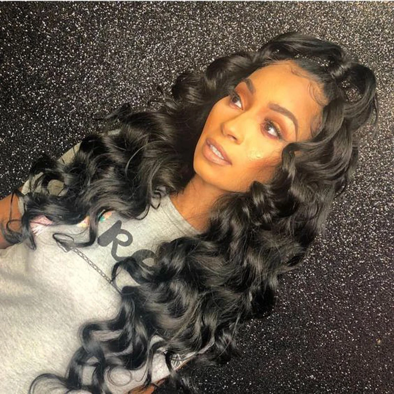 

Top quality pre plucked 100% Brazilian Virgin Hair Long loose wave Human Hair natural color Lace Front Wigs with Baby Hair