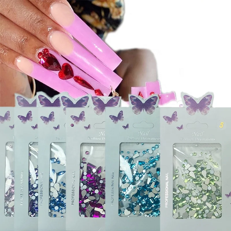 

New High Quality AB Color Glass Mixed Shape Decoration Flatback Rhinestone 2022 Nail Art Set Rhinestones For Nails